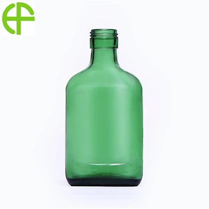 175 ml smaragdgrüne flache Schnapsglasflasche
